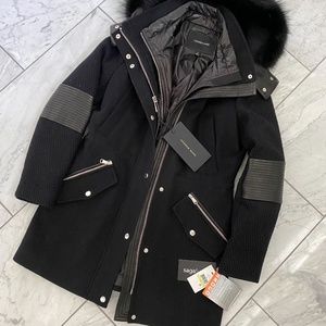 NWT Andrew Marc Black 2-in-1 Layered Coat Size 4